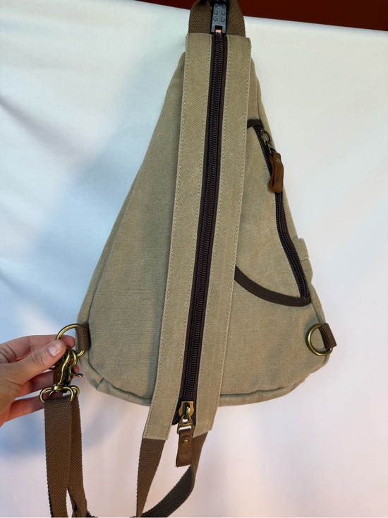 Convertible Canvas Backpack Sling Bag Khaki Brown Utility Travel main image 10